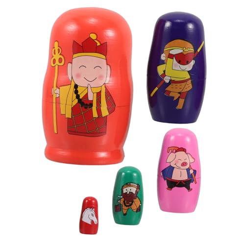 NAMOARLY 5 Stück 5 Matroschka holzspielzeug Holzpuppen-Set Nesting Dolls kaufen Traditionelles Russische Puppen für Russischer Nussknacker dalls hölzern von NAMOARLY