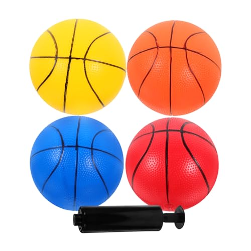 NAMOARLY 5 Teiliges Set Aufblasbarer Basketball Für Bunte Spielbälle Und Mit Handpumpe Ideal Für Indoor Und Outdoor Aktivitäten von NAMOARLY