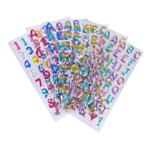 NAMOARLY 6 Blätter 3D-Aufkleber bastelsets für bastelzeug für Scrapbooking Sticker wandverkleidung dekoweihnachten Cartoon-Glitter-Aufkleber Alphabet-Aufkleber Plastik von NAMOARLY