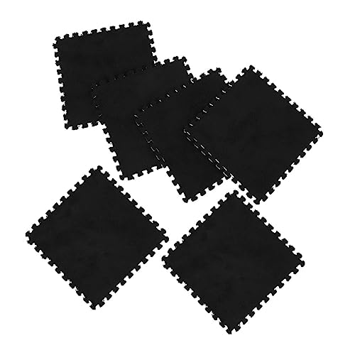 NAMOARLY 6 Stücke Puzzle-Matte Gerätematte Ineinandergreifende Fliesen Im Freien Teppich Zottelige Bodenmatte Schaumstoff-bodenmatte -spielmatte Schaumboden Bodenfliesen Black Eva von NAMOARLY