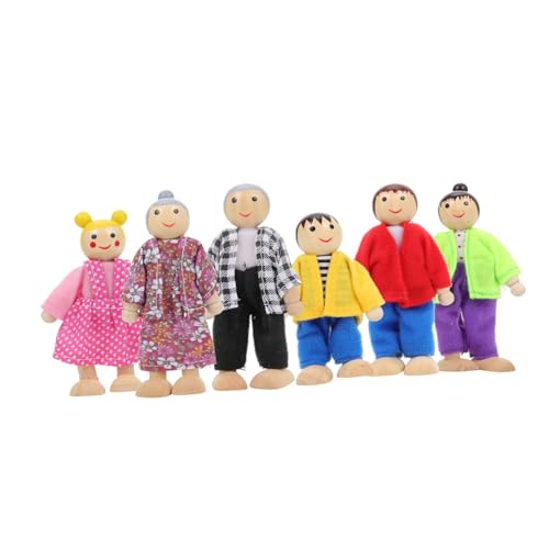 NAMOARLY 6 Teiliges Mini Familien Set Naturholz Puppenfamilie Für Dekorationszwecke Niedliche Holzpuppen Figuren Für Kinderzimmer Und Puppenhaus von NAMOARLY