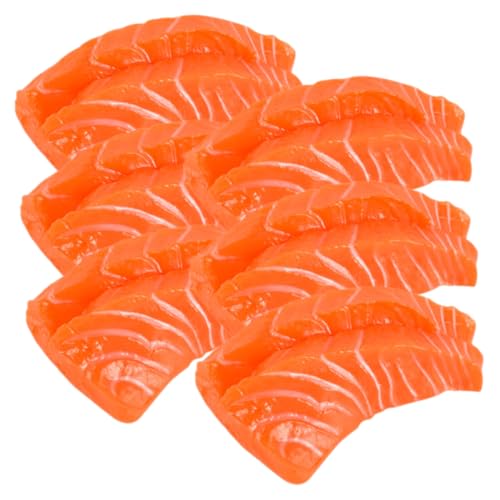 NAMOARLY 6St Desktop -Ornamente Kabeljau Simulation Lachs Faux-Fleisch-Modell Würfel Essen lachfas catchring Home Decor gefälschtes Sashimi-Modell simuliertes Lachsdekor PVC Orange von NAMOARLY