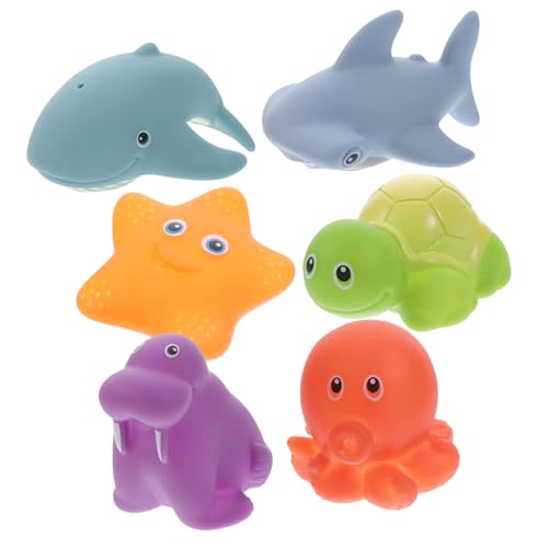 NAMOARLY 6pcs Baby Lustig Bad Spielzeug Badewanne Quietschendes Tierspielzeug Cartoon Marine Tierspielzeug Für Kleinkinddusche von NAMOARLY