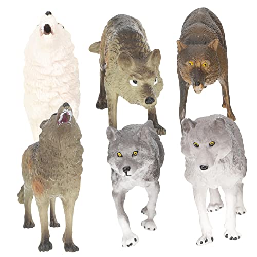 NAMOARLY 7 Teiliges Winter Wolfsrudel Modell Kinderspielzeug Mini Polarwolf Modelle Spielzeug Für Kinder Babyanzüge Spielende Kinder Tierfigurenmodelle Wildes Spielzeug Für Kinder von NAMOARLY