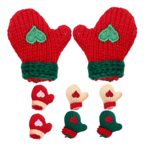 NAMOARLY 8 Stück Miniatur-weihnachtsmann-handschuh-Ornamente, Weihnachts-puppenhaus-Dekoration, Mini-weihnachtshandschuhe, Mini-strickhandschuhe Für Puppen, Weihnachtsbaum-hängeornamente von NAMOARLY