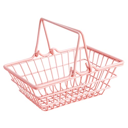 NAMOARLY Einkaufskorb Storage Baskets allzweckkorb einkaufkorb metallkörbe Shopping Basket rosa Korb Körbe mit Griff winzig Korb für Kind Mini-Körbe zur Aufbewahrung von Kleinigkeiten Eisen von NAMOARLY