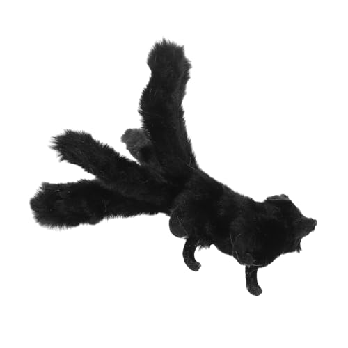 NAMOARLY Fox Plush Toy Simulation Tiermodell ausgestopfter Fuchs Plüschtier simulierte Fuchsfigur realistisches Fuchs-Stofftier Fuchs Actionfiguren Desktop-Fuchs-Dekoration Kunstfell Black von NAMOARLY