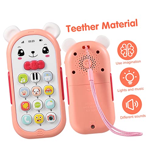 NAMOARLY Handyspielzeug für Babys Kleinkinder Mädchen Handy Teething Toys Babyphone 6 Monate Babyphone Abs Rosa von NAMOARLY