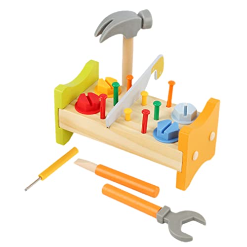 NAMOARLY Holzspielzeug Werkzeugkasten Für 1 Set Mit Holzhammer Und Schraubenset Pounding Peg Workbench Für Kleinkinder Pädagogisches Zur Der Motorik Und Kreativität von NAMOARLY