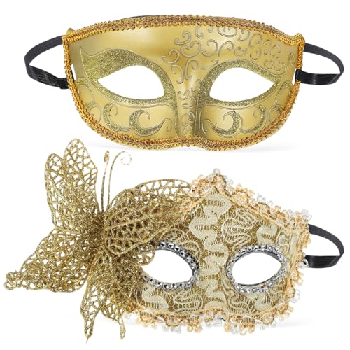 NAMOARLY Karnevalsmasken Goldene Venezianische Halbmaske Und Schmetterlingsmaske Für Frauen Partymasken Für Fasching Kostümparty Und Maskenball Kunststoffmaterial von NAMOARLY