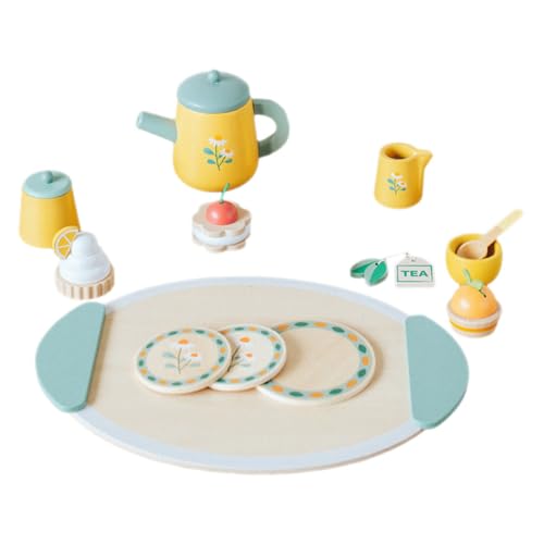 NAMOARLY Kindergeschirr Spielküche Teeservice Kinder Holz 1 Set Tee Set Miniatur Teegeschirr Für Tea Party Zubehör Ideales Für Kleine Feen Und Spielküchen Ab 3 Jahren Bunt Und Lehrreich von NAMOARLY