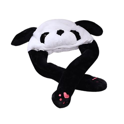 NAMOARLY Lustiger Panda Hut Aus Kuscheligem üsch Bewegliche Ohren ütze Für Und Erwachsene Ideal Für Partys Cosplay Und Kreative Handpuppen Spielzeit Unisex Design von NAMOARLY