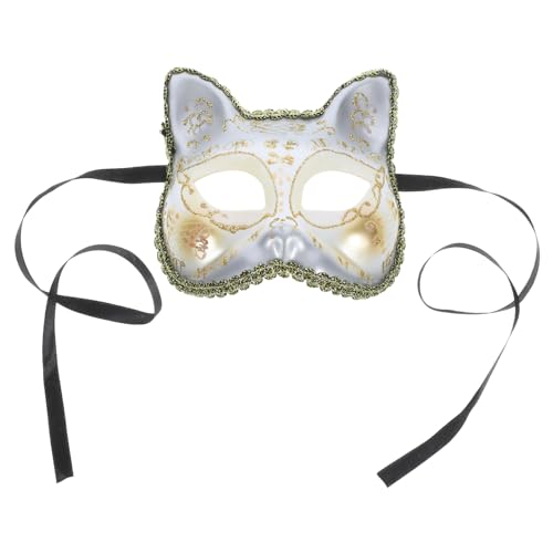 NAMOARLY Maske Halloween Cosplay dekorativ Katzenkopf hallowen masks haloween mask partyspieße tuten wischtelgeschenk tiegerkostuem kinder Partygeschenk Partyzubehör Plastik Weiß von NAMOARLY