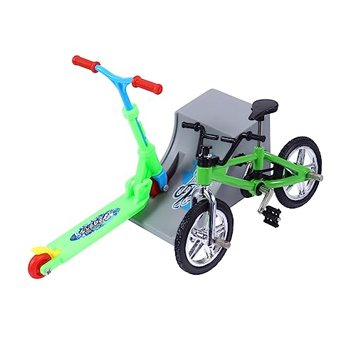 NAMOARLY Mini Finger Bike Set Finger Scooter Für Schreibtischspiele Freizeit Und Geschicklichkeitstraining Inklusive Grünem Fahrrad Und Klappbarem Scooter Ideal Für Und Erwachsene von NAMOARLY