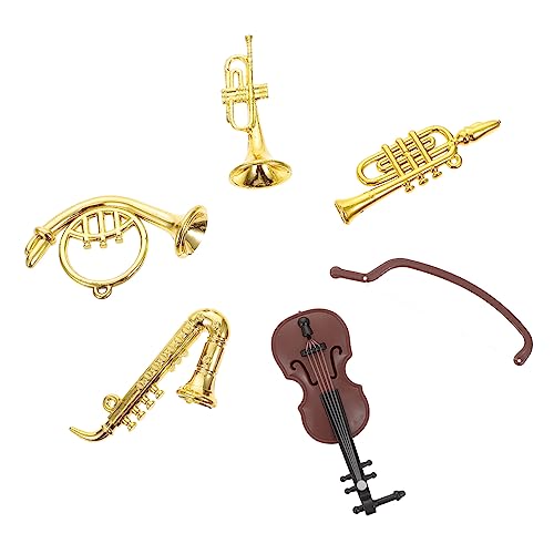 NAMOARLY 1 Set Miniatur Musikinstrumente Für Puppenhaus Mini Geige Mini Saxophon Mini Trompete 5 Teiliges Dekorationsset Für Kreative Spielwelten von NAMOARLY