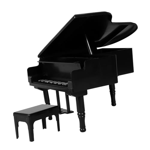 NAMOARLY Puppenhauseinrichtung 1 Set Miniatur Klavier Mit Hocker Und Noten Für Puppenhaus Dekoration Schwarzes Grand Piano Perfekt Als Zubehör Für Miniaturmöbel Und Puppenspielzeug von NAMOARLY