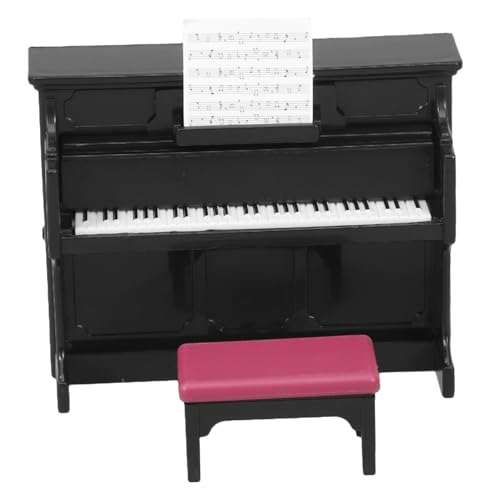 NAMOARLY Miniaturpuppe Klavier Mit Stuhl Mini Piano Modell Für Puppenhaus 1 Set Mit Hocker Simuliertes Musikinstrument Für Dekoration Und DIY Requisiten Für Miniatur Szenen Im Dollhouse Mini Klavier von NAMOARLY