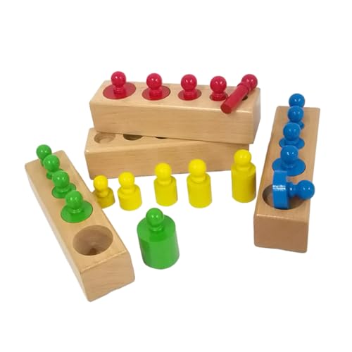 NAMOARLY Montessori Bunte Zylinder Sockel Puzzle Pädagogisches Holzspielzeug Für Frühes Lernspielzeug Motorischen Fähigkeiten Und Kreativität Ideales von NAMOARLY