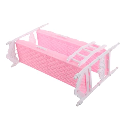 NAMOARLY Prinzessinnen Puppenbett Für Puppen Puppenbett Mädchenzubehör Für Prinzessinnen Etagenbett Miniatur Puppenhausbett Rosa Kunststoff von NAMOARLY