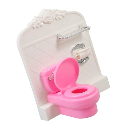 NAMOARLY Miniatur Toilettenmöbel Für Puppenhaus Badezimmer Zubehör Mit Tissue Rack Niedliches Miniatur Badaccessoire Für Kreative Spielwelten von NAMOARLY