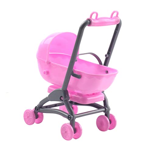 NAMOARLY Puppenwagen Für Babys Realistischer Miniatur Kinderwagen Pink Puppenbuggy Für Puppenmöbel Modell Für Kreatives Und Rollenspiele von NAMOARLY