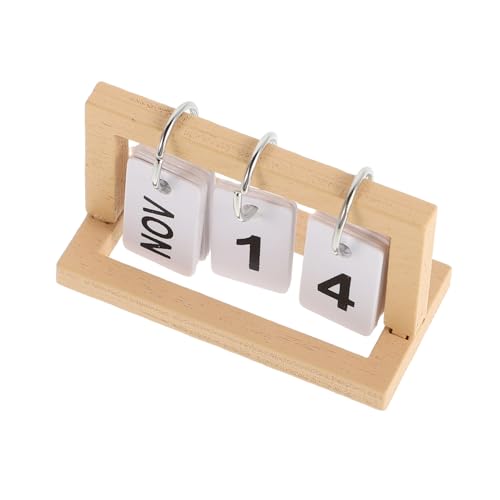 NAMOARLY Puppenhaus-tischkalender Kleiner Blätterkalender Tischkalender Für Puppenhaus Flip-Desk-Kalender Mini-Stand-flip-Kalender Puppenkalender Mini- - Mini Stehend Holz Beige von NAMOARLY