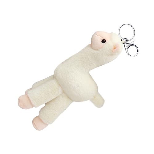 NAMOARLY Schlüsselanhänger pluscheltier Alpakawolle schlusselhalterung schlüsselketten Key Chains Key fob Plüsch Auto Zubehör Charme kreative Taschenaufhängung Zinklegierung Beige von NAMOARLY