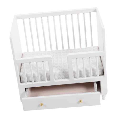 NAMOARLY Mini-Hausschmuck Babypuppenbett 1 12 Betten Kinder Zimmer einrichtungen möbel Puppenhaus Babyspielzeug Dekorationen Mini-Hausbett Minibett für Puppen Krippe Modell Anhänger Zubehör von NAMOARLY