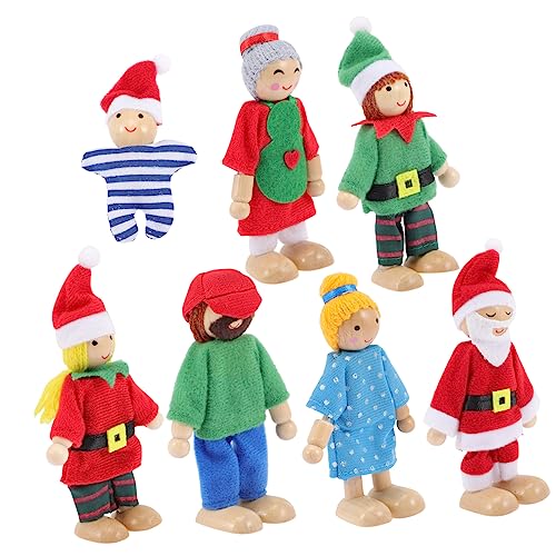 NAMOARLY Teiliges Aus Holz Familienpuppen Für Puppenhaus Bewegliche Miniaturfiguren Für Kreatives Rollenspiel Für Ab Jahren Weihnachtsausführung von NAMOARLY