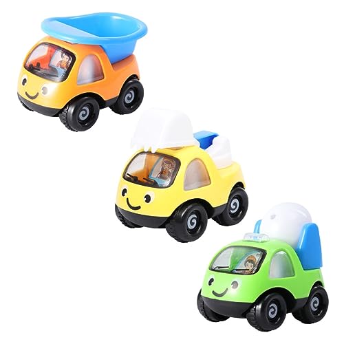 NAMOARLY Trägheit Spielzeugautos Für Miniatur LKW Modelle Cartoon Design Baufahrzeuge Grüner Mixer Oranger Kipper Gelber Bagger Fahrzeugspielzeug Für Jahre Alte von NAMOARLY