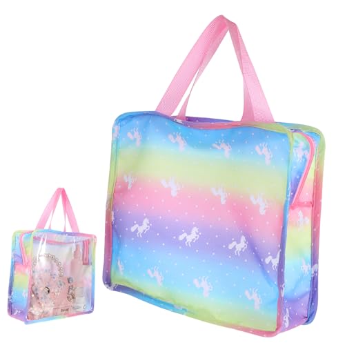 NAMOARLY Puppenkleidung Kleidung Outfits Schwimmende Puppe Handtasche Für Puppenzubehör Cartoon Handtasche Für Puppen Reise Und Kostümtasche Transparente Einhorn Aufbewahrungstasche von NAMOARLY