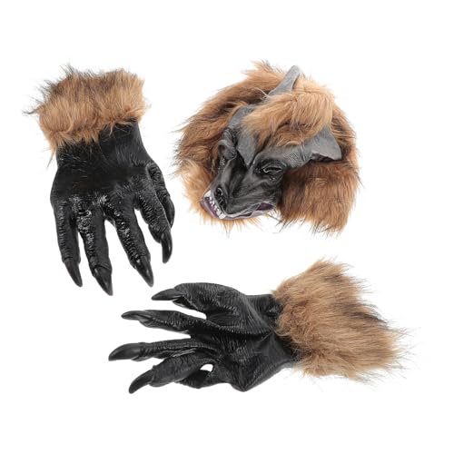 NAMOARLY Wolfs Maske 1 Set Halloween Wolf Maske Und Krallen Gruselige Cosplay Requisiten Für Werwolf Ideal Für Halloween Und Kostümpartys von NAMOARLY