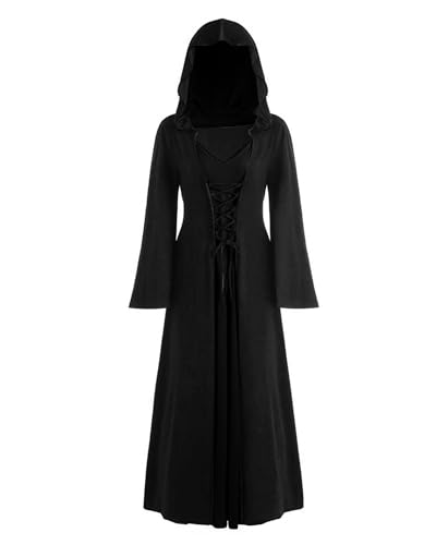 NANAMEEI Gothic Kleid Frauen Halloween Kostüm Hexenkostüm Vampir Kostüm Damen Mittelalter Kleidung Damen Schwarz XL von NANAMEEI