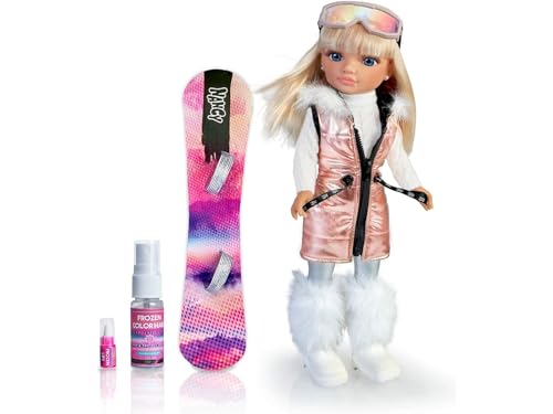 NANCY - Snow Fashion, EIN Tag im Schnee, Ski Puppe mit Snowboard und Silber Glam Outfit, mit Winterzubehör und Wintersport Accesoires, Famosa (700017338) von NANCY