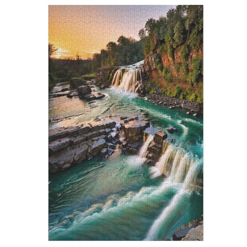 1000 Teile Puzzle für Erwachsene – Berge Wasserfall Wasserfluss Bach Bachlauf Landschaft – Entspannendes Puzzle mit einzigartigen Präzisions-Pass-Teilen – Fertige Größe 78 x 52,8 cm von NANVIER