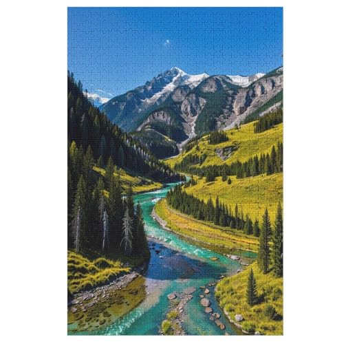 1000 Teile Puzzles für Erwachsene, Puzzle - Landschaft Hügel Hügel Fluss Himmel Familienaktivitäten Spiele - Puzzles für Erwachsene und Familien - Natur Puzzle von NANVIER