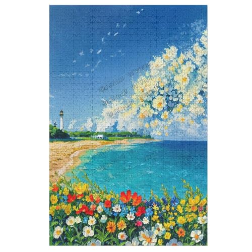 1000 Teile Puzzles für Erwachsene und Familien, Landschaft Ozean Leuchtturm Sommer Strand Puzzle, Landschaft Puzzle Geschenke für Frauen & Mama, jedes Stück einzigartig, herausforderndes Puzzle von NANVIER