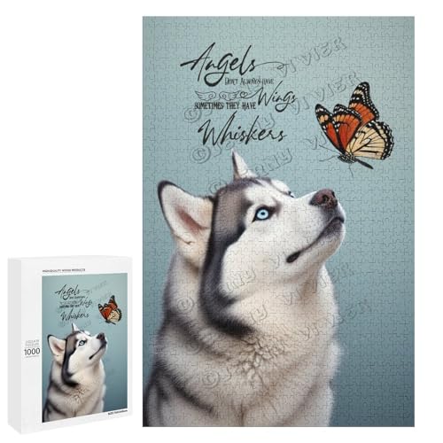 1000-teiliges Puzzle für Erwachsene – Holzpuzzles – Husky-Hunde-Thema – perfekt für Entspannung und Spaß, personalisierbar von NANVIER