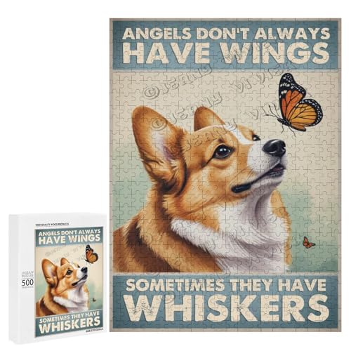 500-teiliges Puzzle für Erwachsene – Holzpuzzles – Corgi-Thema – perfekt für Stressabbau und Achtsamkeit, personalisierbar von NANVIER