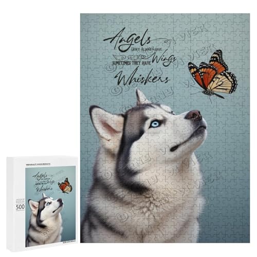 500-teiliges Puzzle für Erwachsene – Holzpuzzles – Husky-Hunde-Thema – perfekt für Entspannung und Spaß, personalisierbar von NANVIER