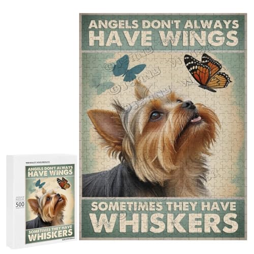 500-teiliges Puzzle für Erwachsene – Holzpuzzles – Yorkshire Terrier Hundemotiv – ideal für Familienspaß, personalisierbar von NANVIER