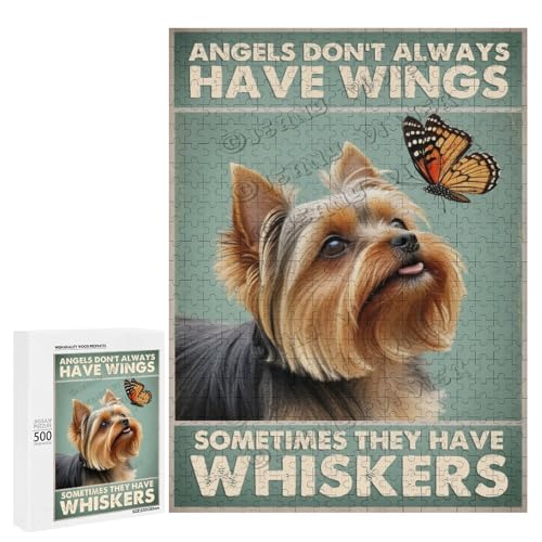 500-teiliges Puzzle für Erwachsene – Holzpuzzles – Yorkshire Terrier Hundethema – fesselnde Aktivität für alle Altersgruppen, personalisierbar von NANVIER