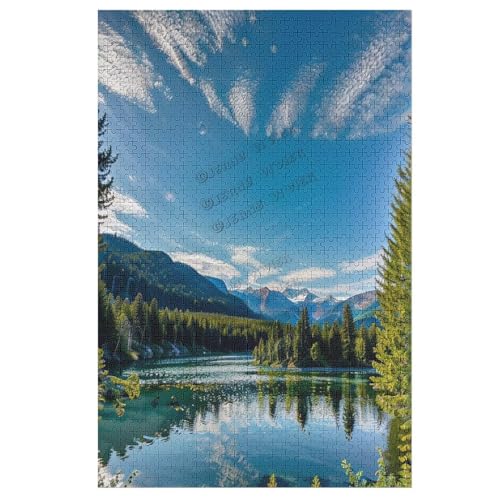 Landscape Hill River Sky 1000 Teile Holzpuzzle, Spaß und Herausforderung Puzzle Natur Holzpuzzles für Erwachsene mit einzigartigen Teilen, Geeignete Familie Freunde von NANVIER