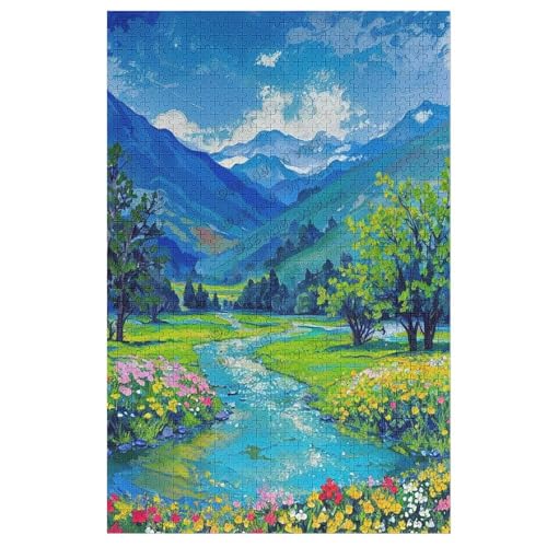 Puzzle 1000 Teile für Erwachsene, Berge, Park, Bach, Ölgemälde, Holzpuzzle, klassisches Puzzle, DIY-Landschaft, Heimdekoration, intellektuelles Spiel, Wandkunst, Geschenk von NANVIER