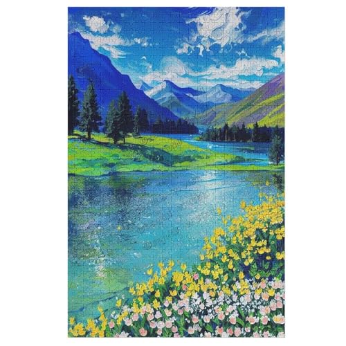 Puzzle 1000 Teile für Erwachsene Berge Park Bach Ölgemälde Landschaft Jigsaw Puzzle 1000 Teile Puzzle Interaktives Geschenk Gehirnaufgabe, Familienaktivitäten Spiele von NANVIER