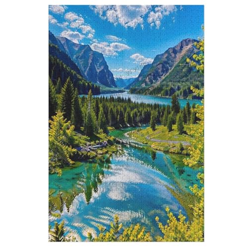 Puzzle für Erwachsene, 1000 Teile Landschaft Hügel Hill Fluss Himmel Szenen Puzzles Landschaft Puzzle für Familien Freunde Jigsaw Puzzle DIY Herausforderung Spiel Geschenk von NANVIER