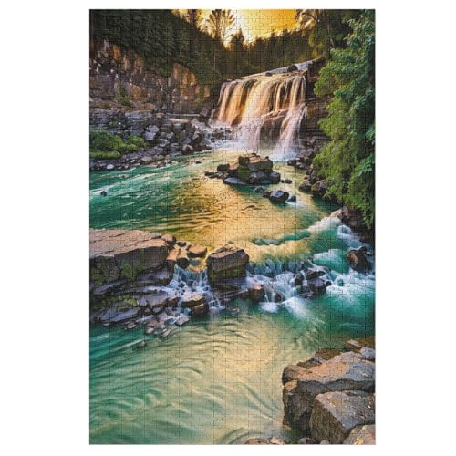 Puzzle mit 1000 Teilen für Erwachsene und Familien, herausforderndes Puzzle, perfekt für Spieleabende, moderne Wohnkultur für Schlafzimmer, Küche, Wanddekoration, Berge, Wasserfall, von NANVIER