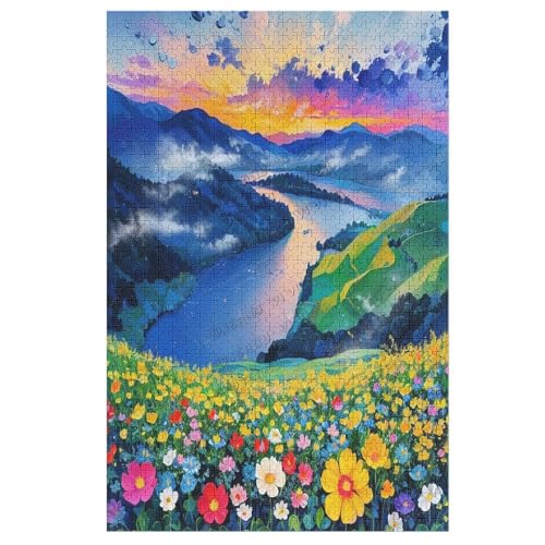 Puzzles für Erwachsene, 1000 Teile, Landschaft, Berge, Park, Bach, Ölgemälde, Holzpuzzle, Kunst, DIY, Freizeit, Spaß, herausforderndes Puzzle, Geschenk, geeignet für Familie und Freunde von NANVIER