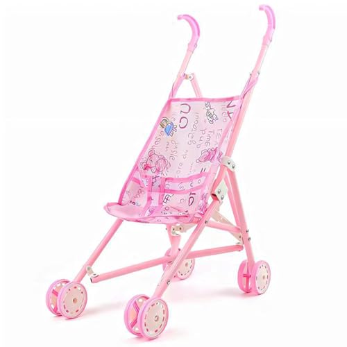 Babypuppenwagen Kinderwagen Cartoon Muster Doll Kinderstärke falten Puppenwagen mit T-förmiger Sicherheitsgürtel & Push-Griff abnehmbar waschbarer Spielzeug Pushthair für Mädchen, so tun Sie das Spie von NASSMOSSE