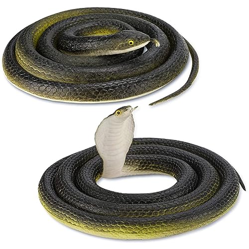 Gefälschte Schlange 2 Teile große Gummischlange 80 cm Gummi -Gummi -Gummi -Schlangenspielzeug realistisch cobra field Snake -Spielzeug für Kinder für Gartenrequisiten, Streich, Witzspielzeug, Hallowe von NASSMOSSE